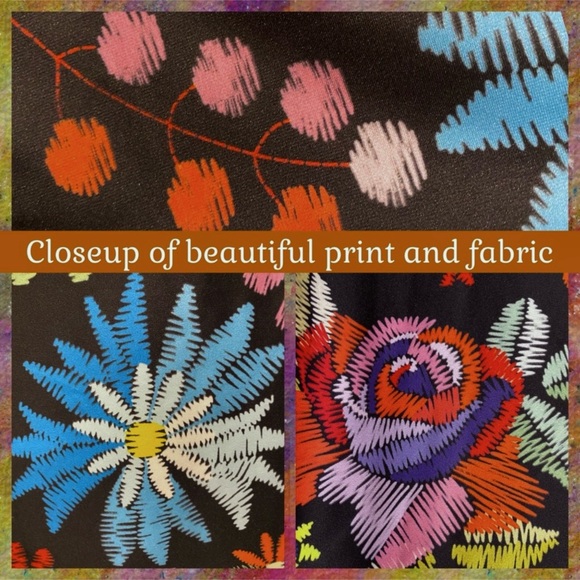 2X BLACK HOODED TUNIC/BRIGHT FLORAL PRINT(RUNS BIG)SEE MEASUREMENTS-non textured - Picture 7 of 14